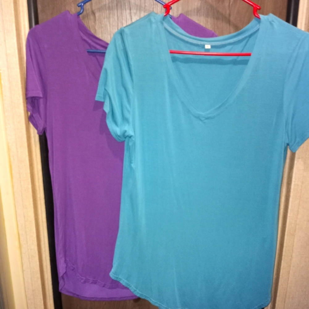 Blue and purple small V neck tshirts